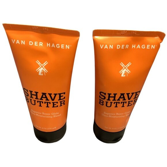 2 Van Der Hagen Shave Butter  Shaving Cream 6 Oz Tubes Shea Mango Cocoa Butter - Picture 1 of 3